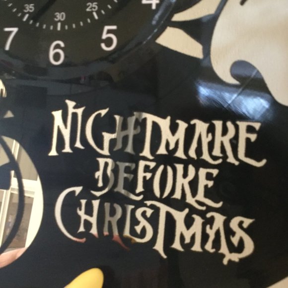 Nightmare Before Christmas wall clock made from record works great - Picture 3 of 4
